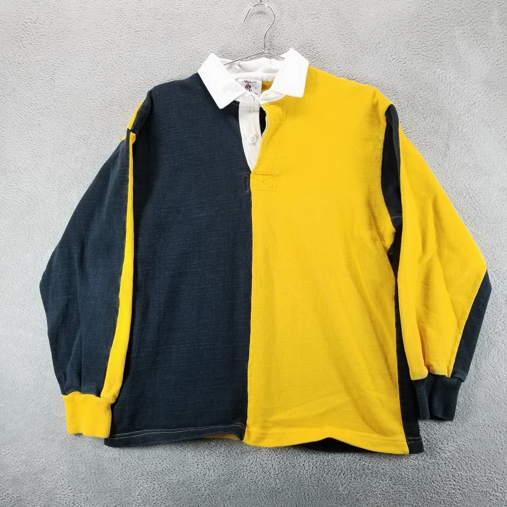 Barbarian Rugby Shirt Mens L Black Yellow Polo Long Sleeve The Real One‎ Y2K